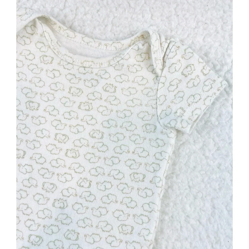 CARTER’S • Precious Firsts White/Cream Elephant Print Bodysuit Onesie, 3M